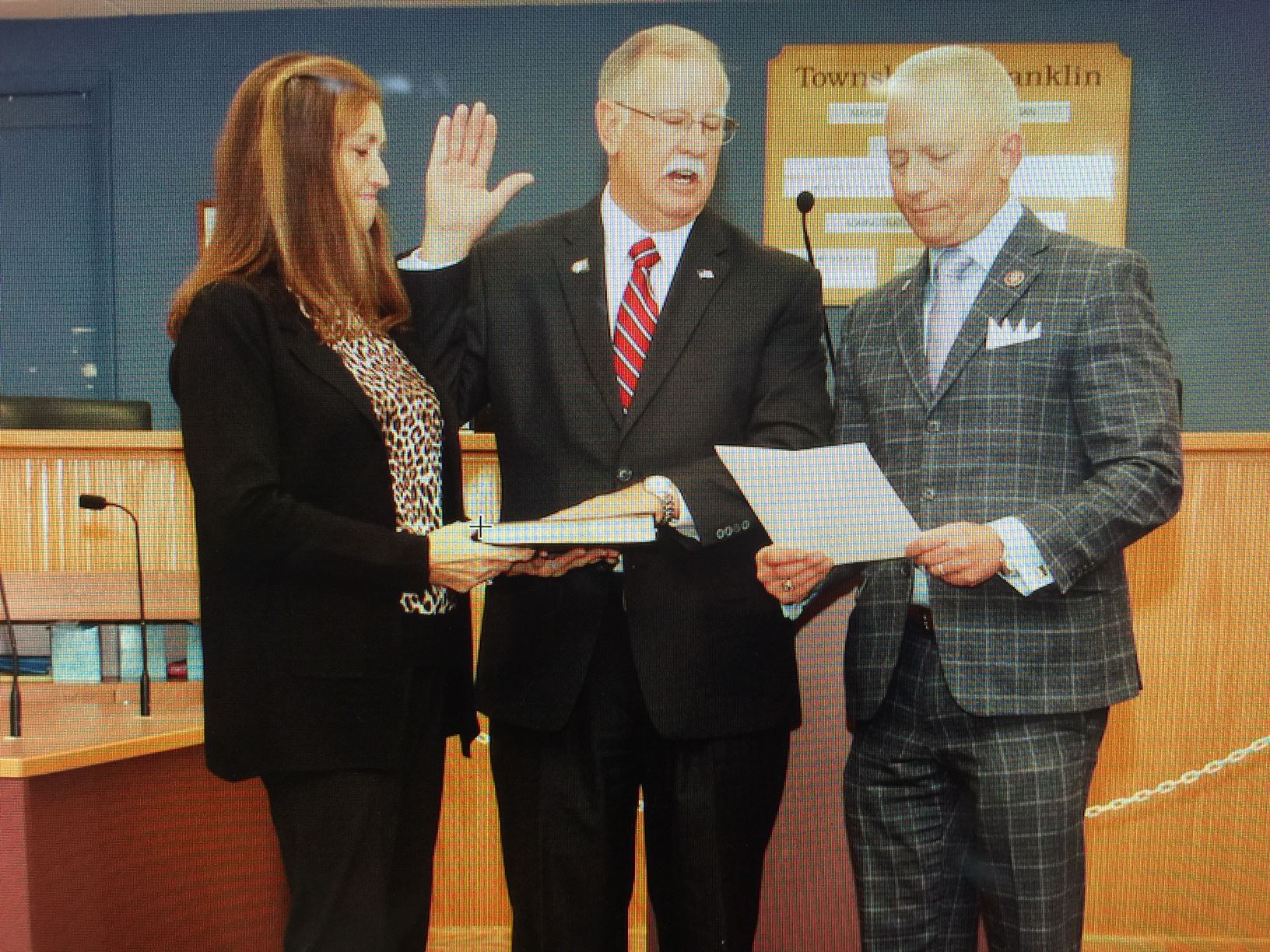 Dave Deegan being sworn in by Rep. Jeff Van Drew
