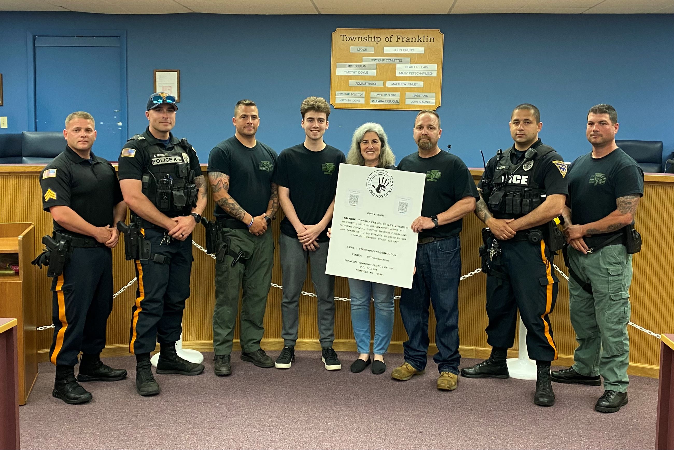 Friends of Franklin Township Police K-9 at Township Committee meeting May 24, 2022
