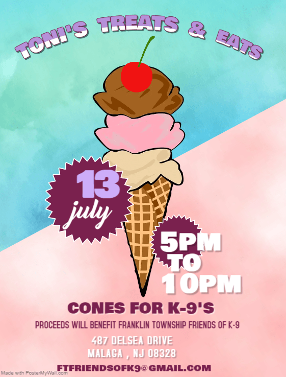 Cones for K9s Fundraiser Flier Tonis Treats