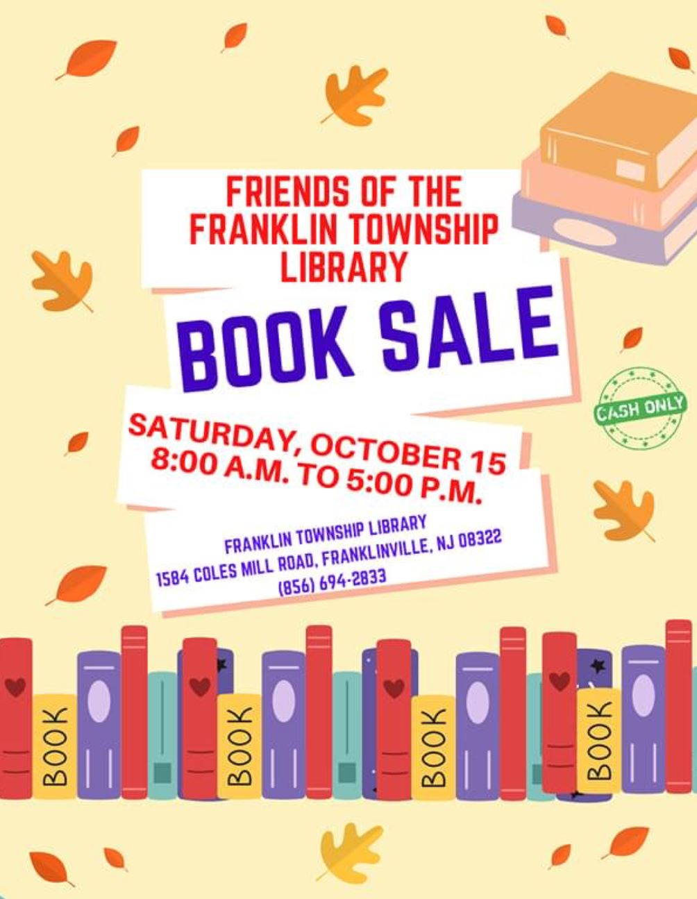 Library fall book sale October 15 flier 2022