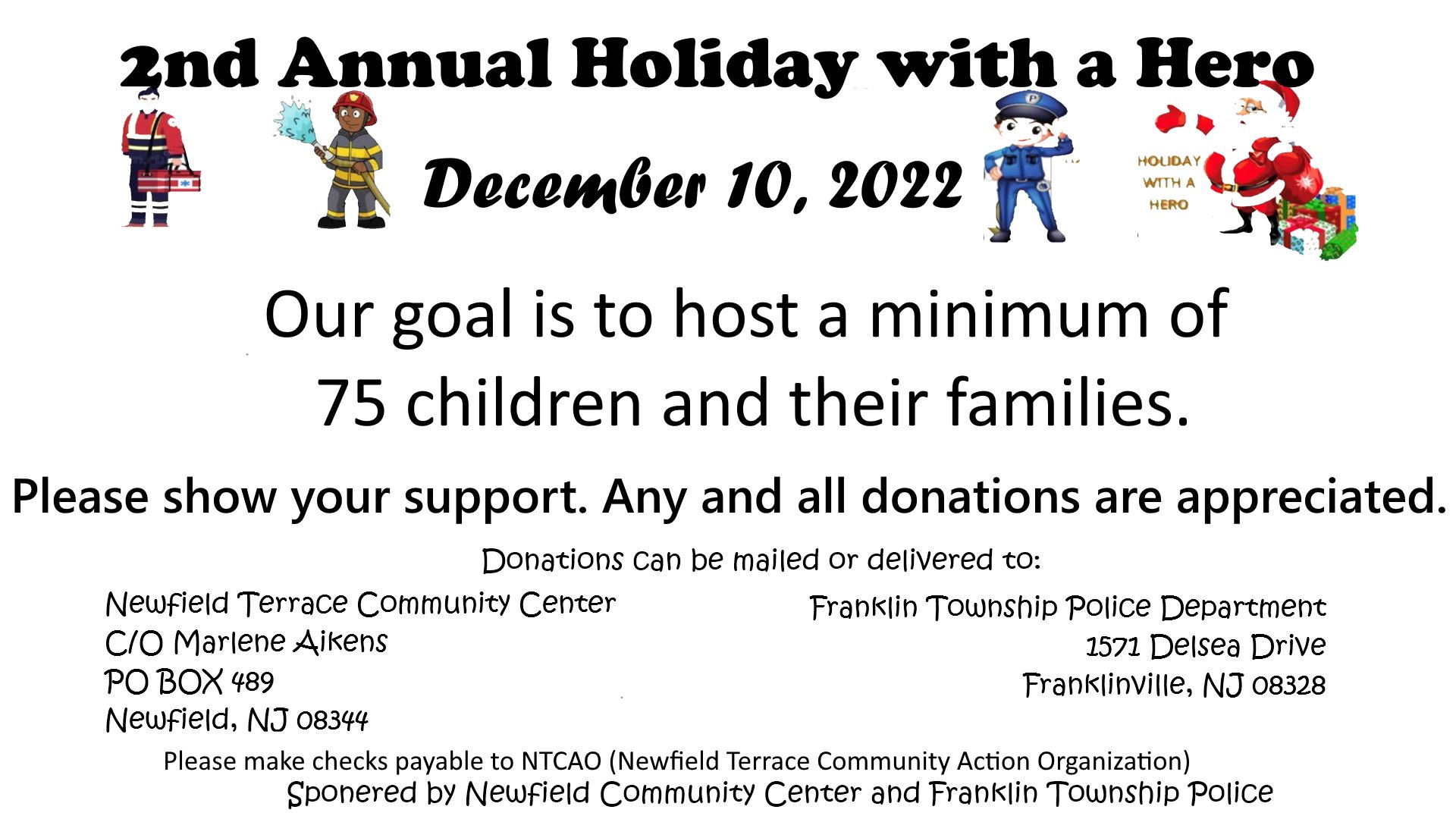 2022 Holiday with a Hero Donation Request Flier