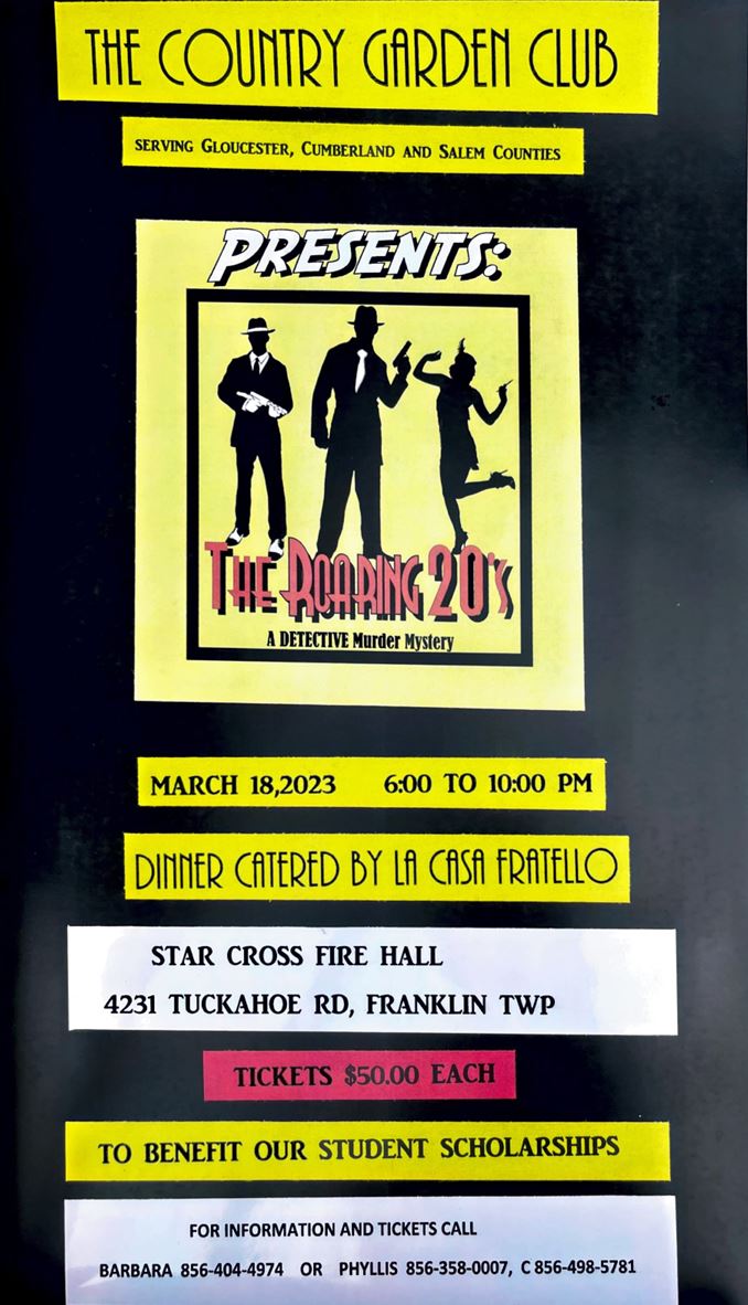 Country Garden Club Murder Mystery Flier March 2023
