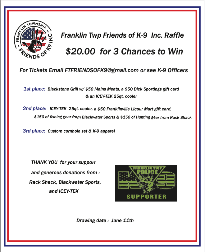 Friends of K-9 Raffle Flier 