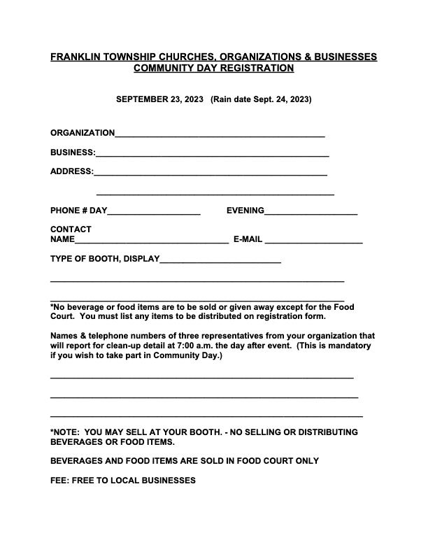 2023 Community Day Local Bus.-Organization Registration Form 