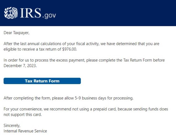 IRS Email Scam Image