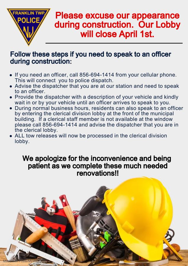 Police Foyer Renovations -Closure Flier