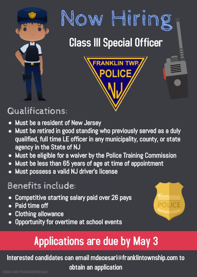 Class 3 Officer hiring flier